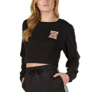 VANS Black Long Sleeve Cropped Crop Tee T Shirt Top